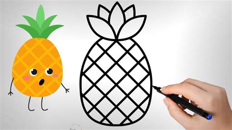 How To Draw A Pineapple 🍍 Very Easy Pineapple Drawing Youtube