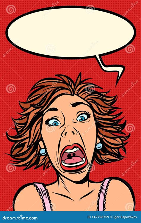 Funny Woman Screams Strange Facial Expressions Stock Vector Illustration Of Hand Expressive