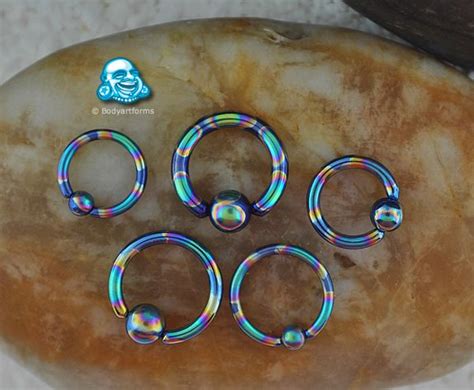 Oilslick Titanium Captive Bead Ring Body Jewelry Piercing Titanium Jewelry Male Body Jewelry
