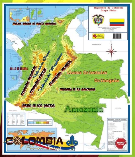 Mapa De Colombia Y Las Cordilleras