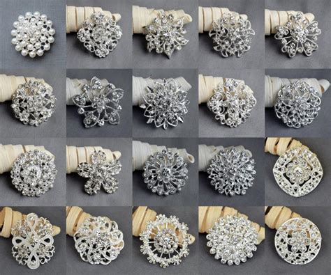 20 Pcs Vintage Rhinestone Brooch Pearl Crystal Brooch ...
