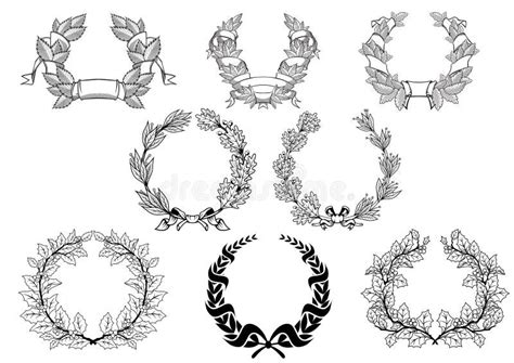 Silhouette Laurel Wreath Heraldic Trophy Crest Greek And Roman Olive