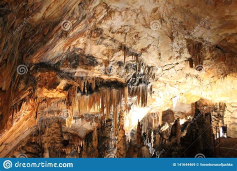 Cave With Stalactites And Stalagmites In Croatia Stock Image Image Of