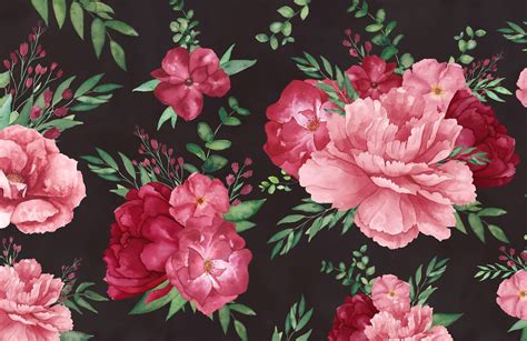 Black And Pink Floral Wallpaper