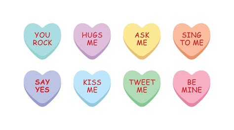 Set Of Sweet Heart Candy Isolated On White Background Sweetheart