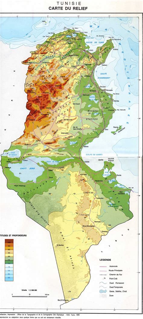 Большая детальная физическая карта Туниса Тунис Африка Maps Of