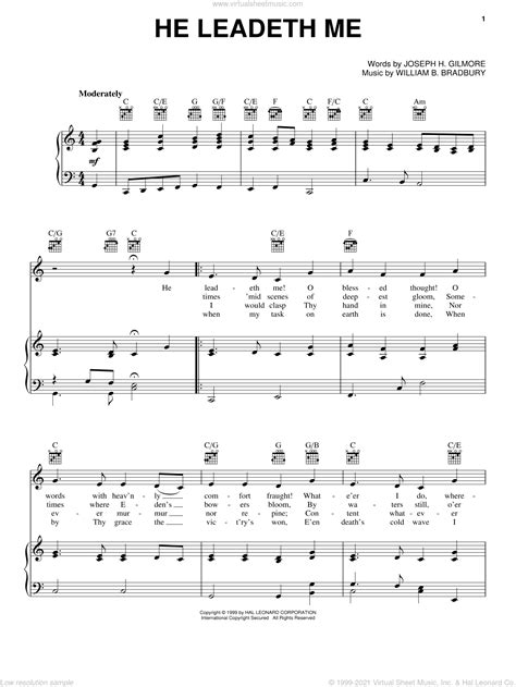 Bradbury He Leadeth Me Sheet Music For Voice Piano Or Guitar
