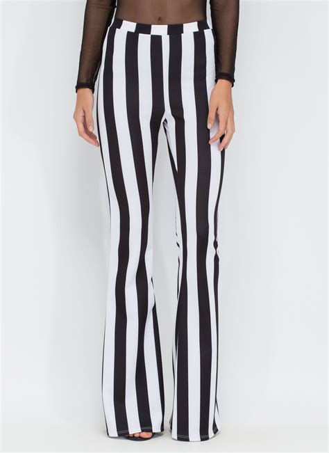 fanfare striped flare pants blackwhite striped flare pants flare pants clothes