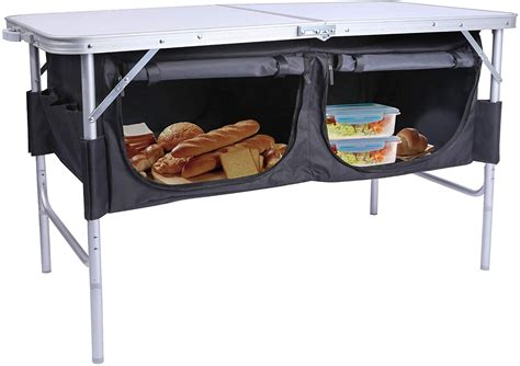 4 Foot Camping Table With Oxford Storage Organizer Adjustable Height