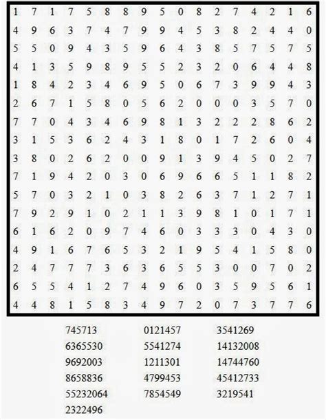 Free Printable Word Search And Sudokus Number Search Puzzle 8