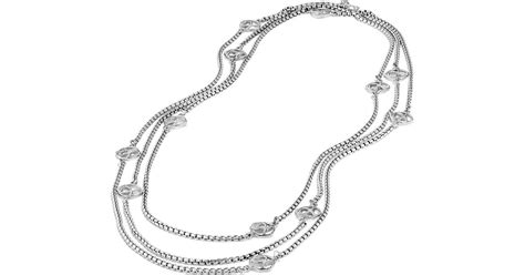 David Yurman Dy Logo Six Station Chain Necklace 72 In Silver