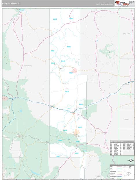 Navajo County Az Wall Map Premium Style By Marketmaps Mapsales