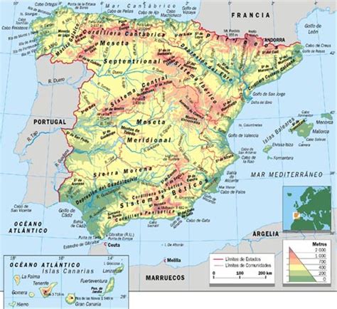 Mapa Geografía Escolar Mapa Físico De España