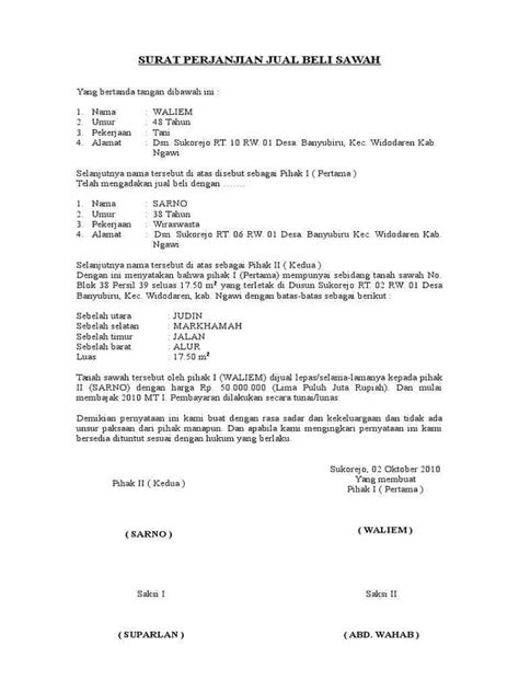 Detail Surat Perjanjian Jual Beli Tanah Dan Bangunan Koleksi Nomer 23