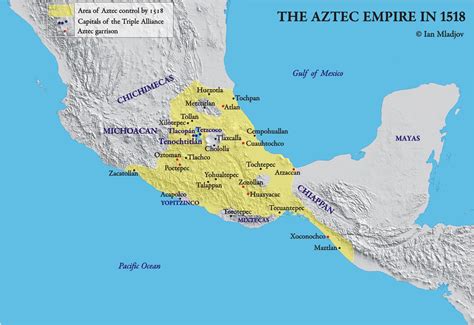 Aztec Empire 1518 Aztec Empire Map Old Maps