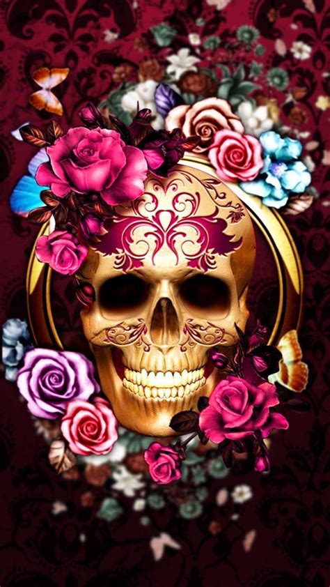 Skulls And Flowers Wallpapers Top Free Skulls And Flowers Backgrounds