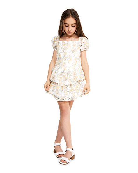 Bardot Junior Girls Broderie Floral Print Eyelet Dress Size 8 16