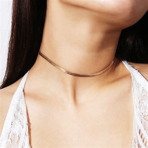 New Simple Stylish Copper Choker Necklaces For Women Girls Metal Neck Chocker Collar Bijoux