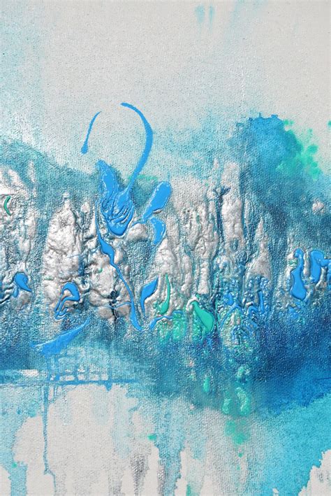 Turquoise Wall Art Blue Abstract Painting Silver Hills Etsy