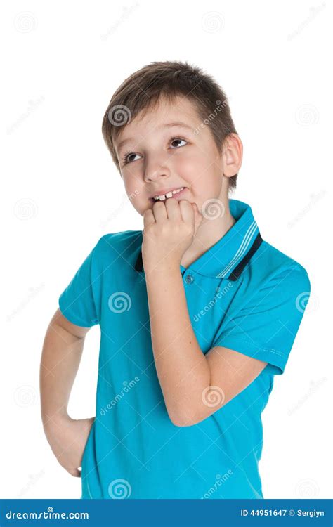 Curious Little Boy Against The White Stock Image Image Of Glance