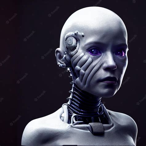 Premium Photo Futuristic Woman Robot Cyborg Portrait Cyberpunk 3d