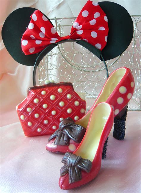 Minnie Mouse Chocolate Stiletto Shoe Medium And Small And Matching