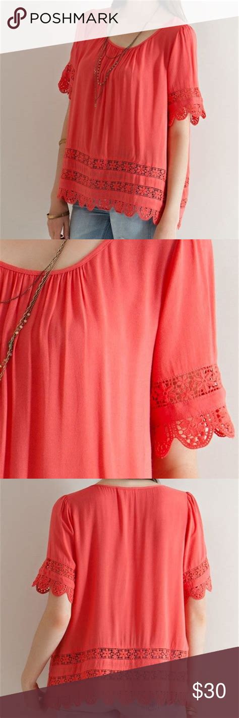 Large Coral Lace Scalloped Hem Trim Top Coral Lace Clothes Design