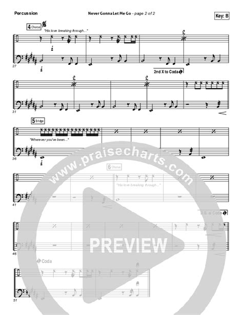 Never Gonna Let Me Go Percussion Sheet Music PDF Kristian Stanfill Passion PraiseCharts