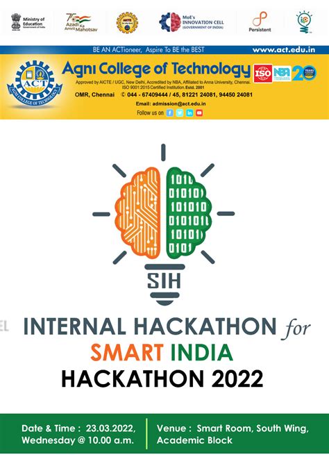 Internal Hackathon Smart India Hackathon 2022 Agni College