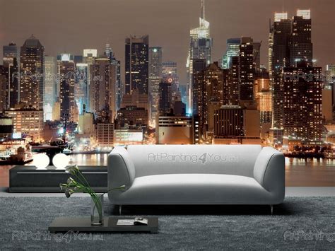 Wall Murals And Posters New York Manhattan At Night Artpainting4youeu