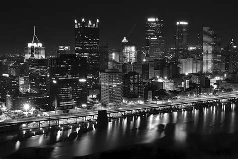 Pittsburgh Black And White Night Photograph By Frozen In Time Fine Art