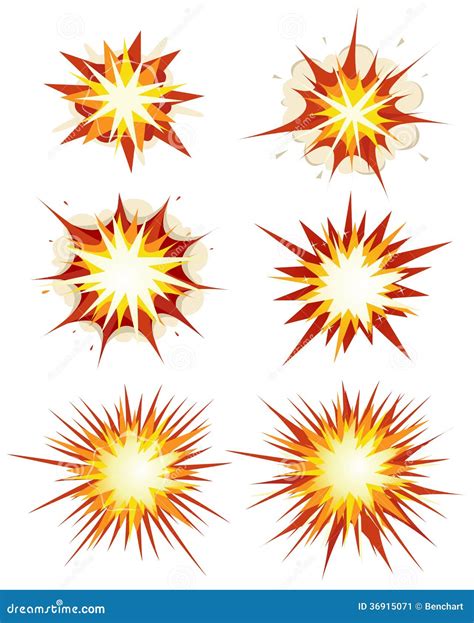 Comic Book Explosion Bombs And Blast Set Stock Vector Illustration