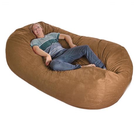 Slacker Sack Foam Bean Bag Couch Like Love Sac Microsuede Cover Huge Medium Brown Amazon