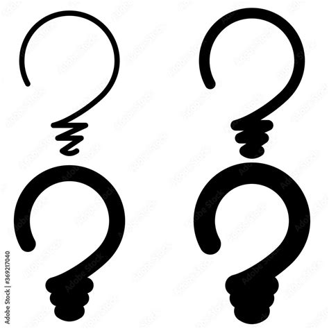 set light bulb in the form question mark concept ideas vector light bulb cartoon logo symbol