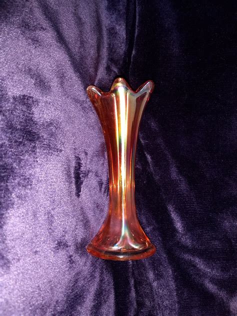 Carnival Glass Imperial Vase Marigold Morning Glory Amber Etsy