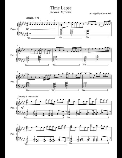 Time Lapse Sheet Music For Piano Download Free In Pdf Or Midi