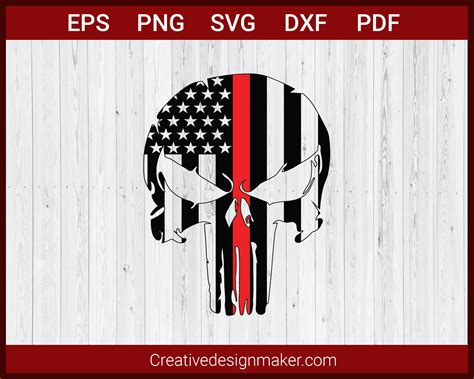 American Flag Punisher Skulls For Silhouette Svg Cricut Dxf Png Eps
