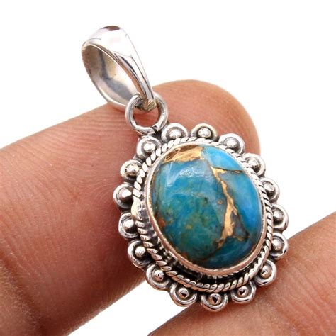 Blue Copper Turquoise Gemstone 925 Sterling Silver Jewel Hand Made