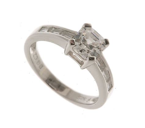 Diamonique Asscher Cut 167ct Tw Solitaire Style Ring Sterling Silver