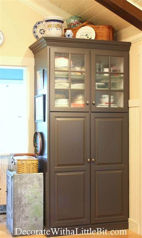 The pantry will have to be carried into the kitchen horizontally and then stood upright. Make tall cupboards look prettier | Pantry cabinet, Tall pantry cabinet, Pantry cabinet free ...