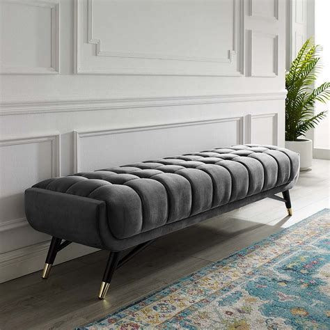 Modway Adept Upholstered Velvet Bench Living Room Bench Bedroom