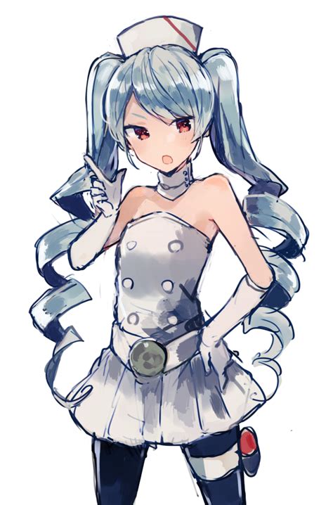 Safebooru 1girl Bare Shoulders Blue Hair Blue Legwear Copyright