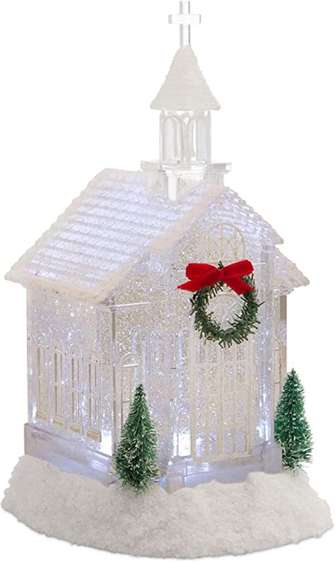 Melrose Acrylic Church Snow Globe Lighted Christmas Water