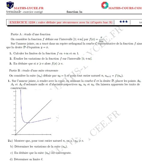 MATHS LYCEE FR exercice corrigé maths terminale spécialité Suite définie par récurrence avec la