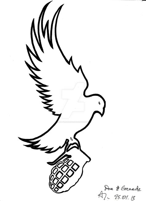 900x1239 dove and grenade by hisokam. Dove Drawing Outline at GetDrawings | Free download