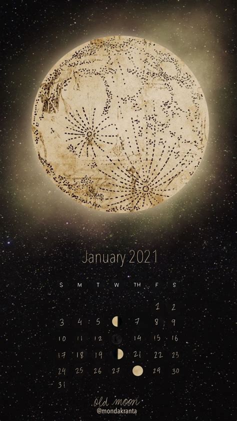 January 2021 Moon Phases Calendar Mobile Wallpaper Moon Phase