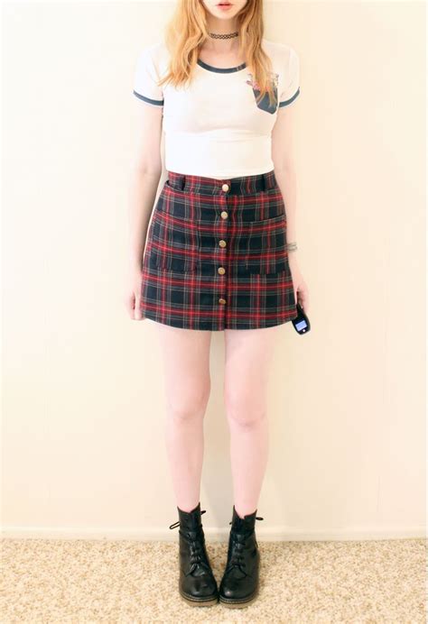 Plaid Skirt Mini Skirt Grunge Fashion Retro Skirt 90s Fashion