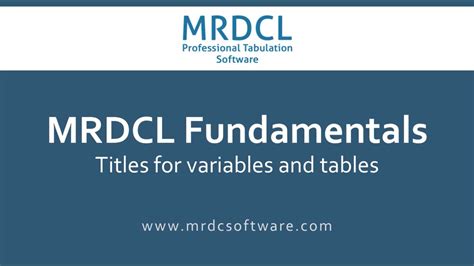 Mrdcl Fundamentals Tab 07 Titles For Variables And Tables Youtube