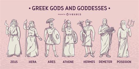 Greek Gods And Goddesses Set Vector Download