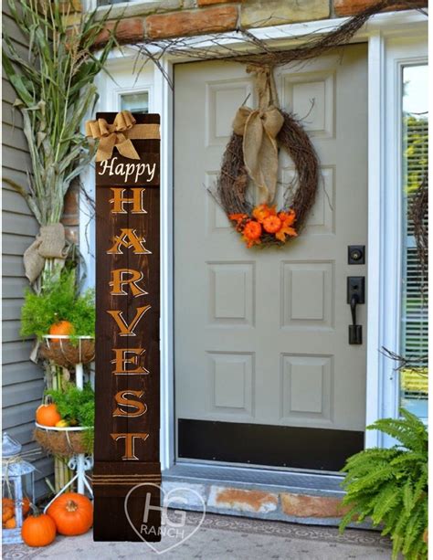 Happy Harvest Porch Sign Welcome Fall Autumn Porch Decor Etsy Fall